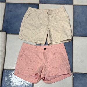 Pink and Cream Eyelet Women Shorts